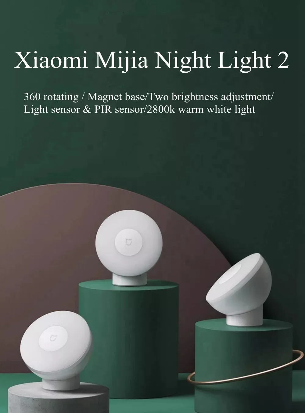 Xiaomi Mijia светодиодный индукционный ночник 2 360 Вращающийся Регулируемый Яркость инфракрасный умный датчик движения с магнитной основой
