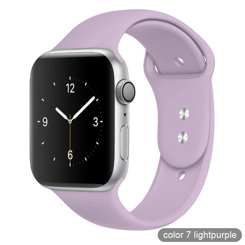 Soft Silicone Band for Apple Watch SE Series 7 6 5 4 3 2 1 41mm 45mm 38mm 42mm  Rubber Watchband Strap for iWatch 4/5 40mm 44mm