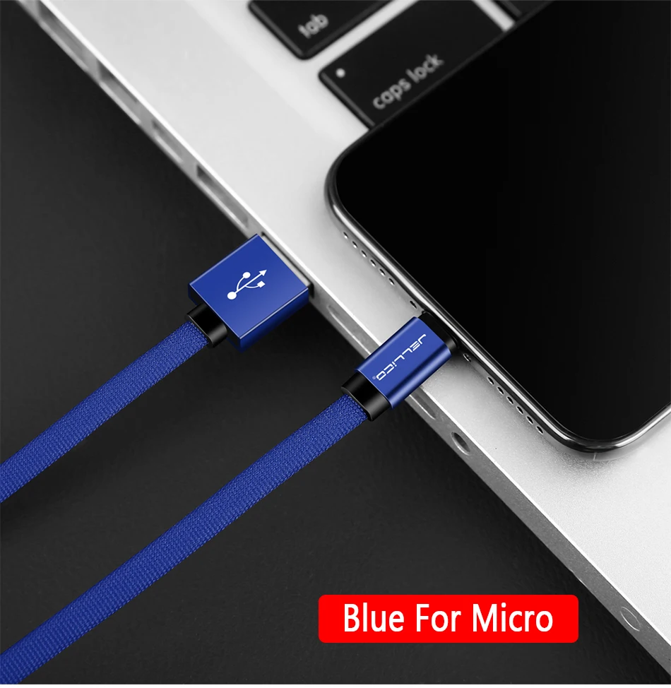 Blue For Micro Jellico 1 м Micro Lightning type C USB кабель для быстрой зарядки для iPhone Xiaomi huawei кабель для передачи данных для мобильного телефона для usb type-C - Цвет: Blue For Micro