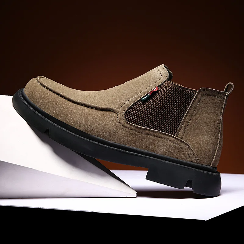 Осенние высококачественные ботильоны Челси Мужская обувь с мехом теплые