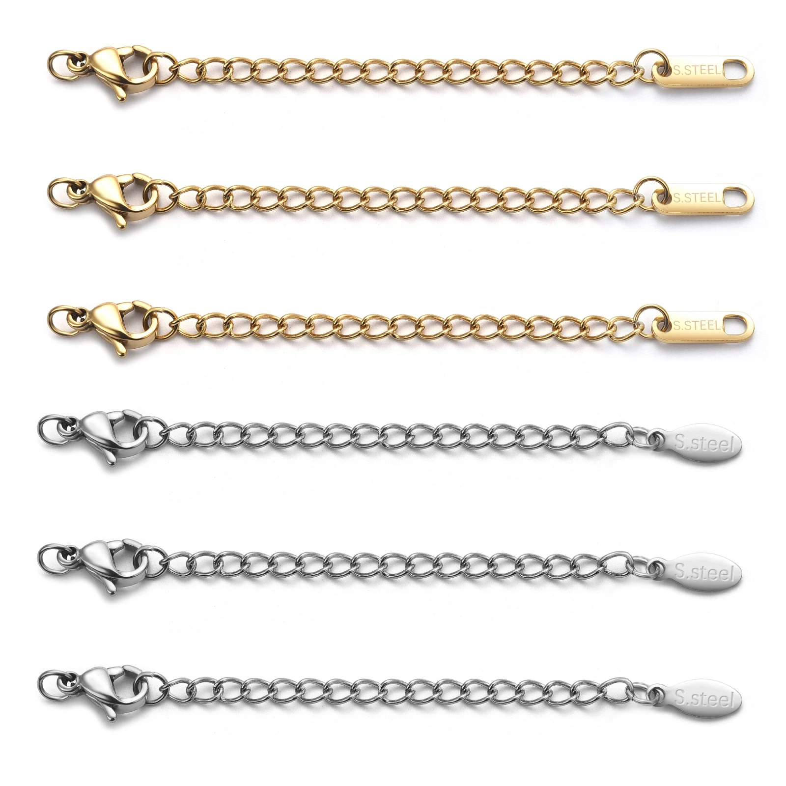 

10Pcs 5cm Stainless Steel Lobster Clasp Extension Chain Clasps Connector DIY Bracelet Necklace Jewelry Making Findings Supplies