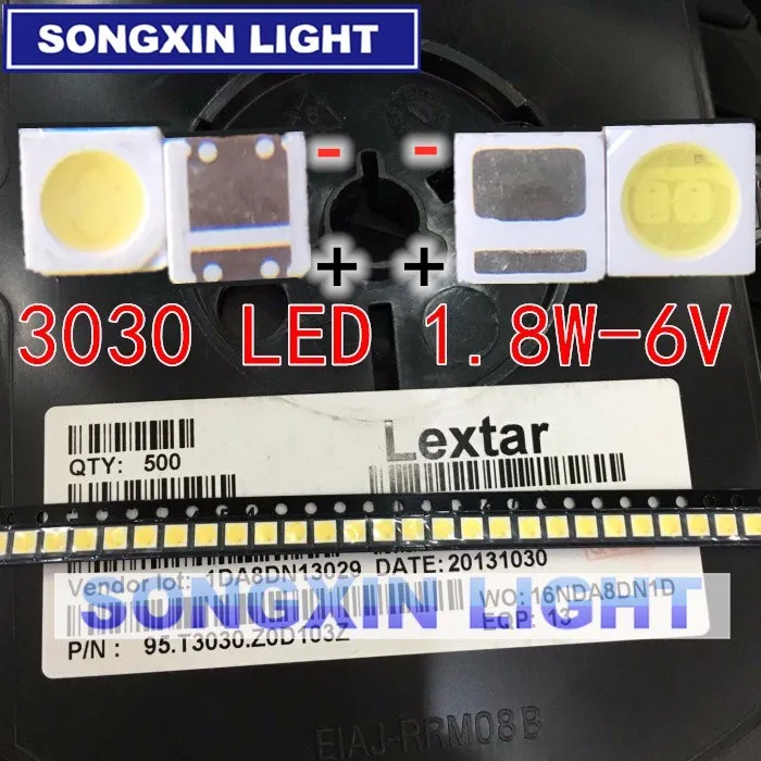 Светодиодный фонарик Lextar высокой мощности с подсветкой 100 шт. 1 8 Вт 3030 6 в холодный