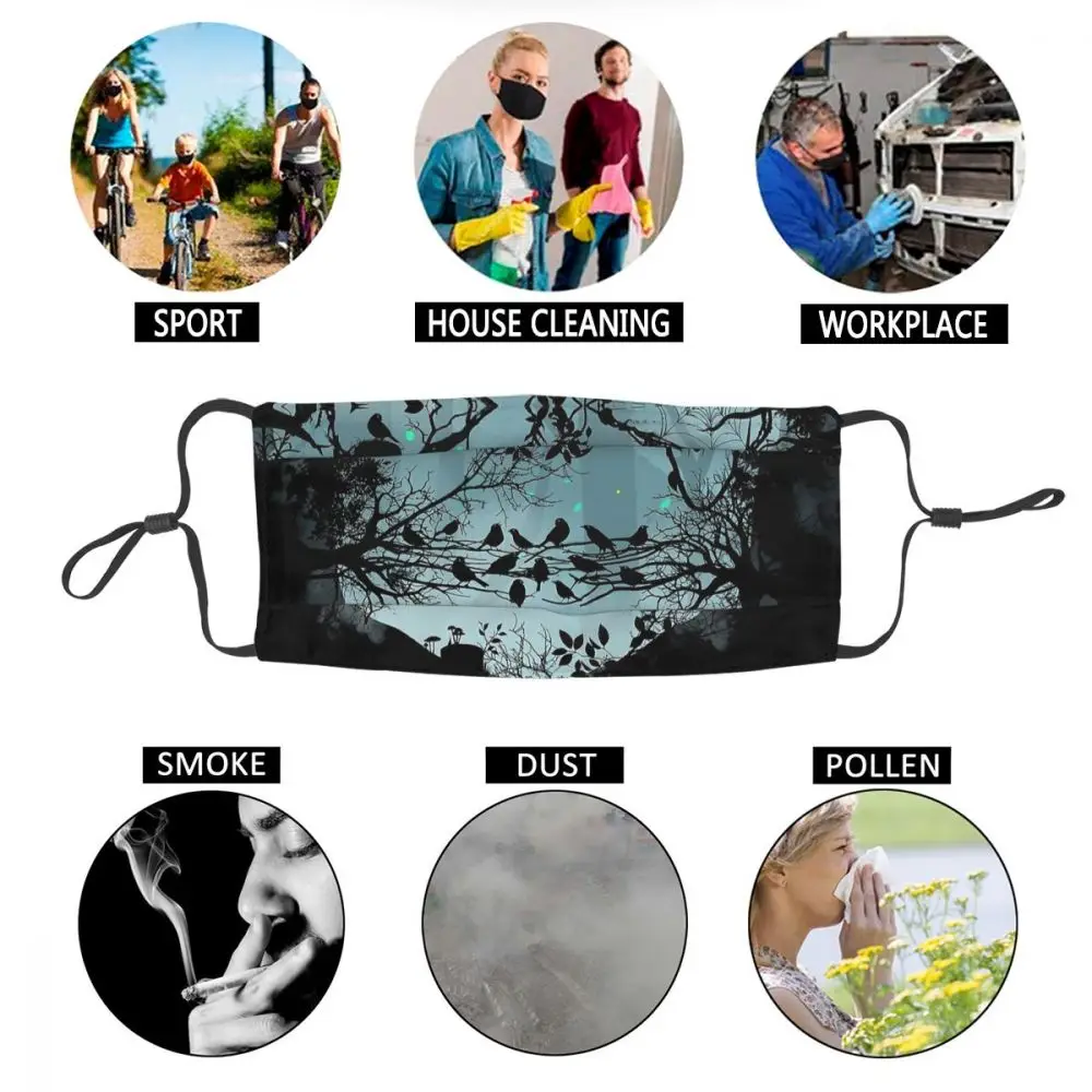 

Dark Forest Skull Reusable Mouth Face Mask Halloween Spooky Horror Anti Haze Dust Mask Protection Mask Respirator Mouth Muffle