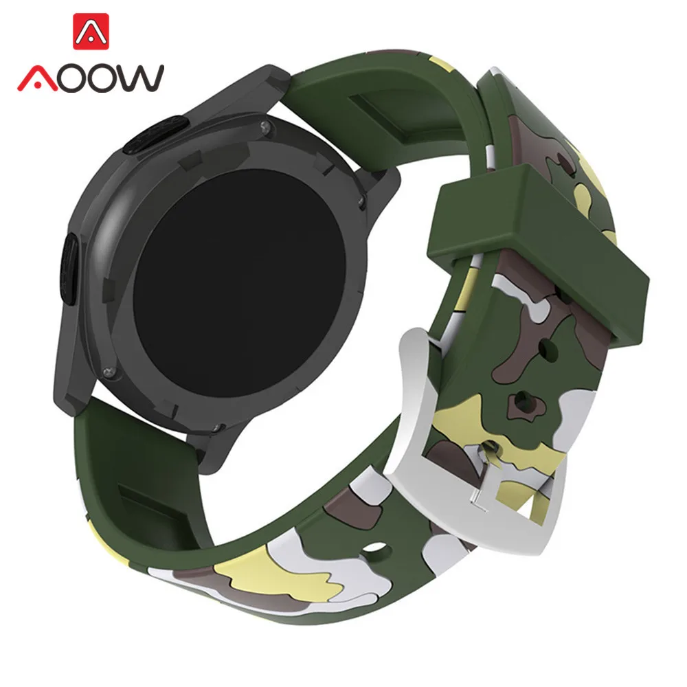 20mm 22mm High Quality Silicone Watchband for Samsung Galaxy Active 42mm 46mm Soft Camouflage Strap Bracelet Band for Gear S2 S3