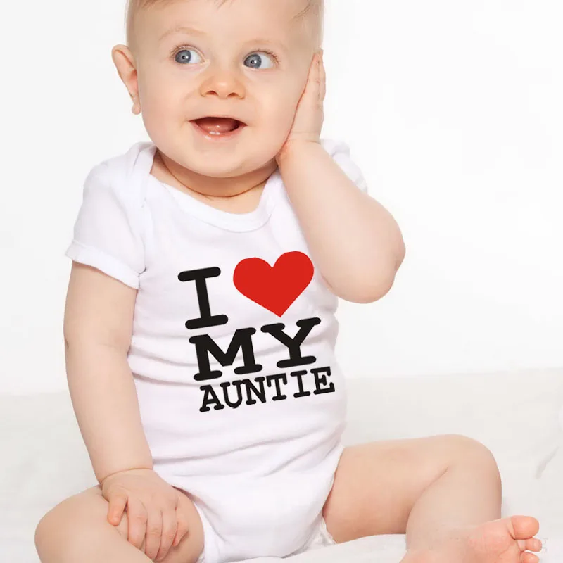 Детский летний хлопковый комбинезон с надписью I Love My Auntie на возраст 0 24