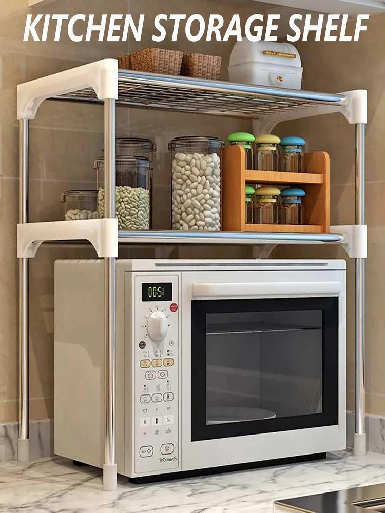 

Storage Shelf Multi-functional Microwave Oven Shelf Rack Stainless Steel Spice Organizer Kitchen Storage Rack Organizer