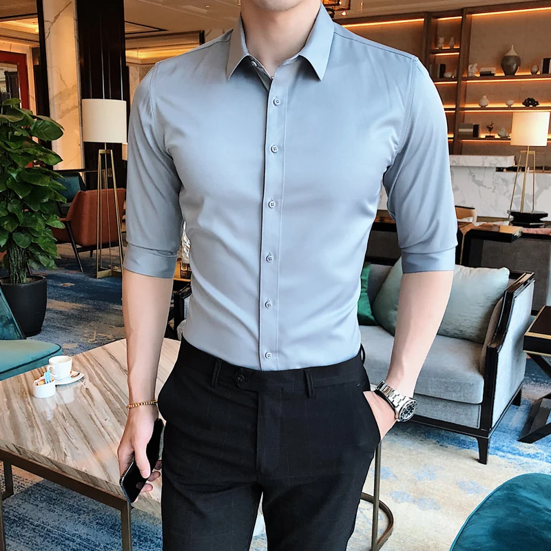 2019 брендовая одежда мужская летняя Высококачественная рубашка из чистого хлопка