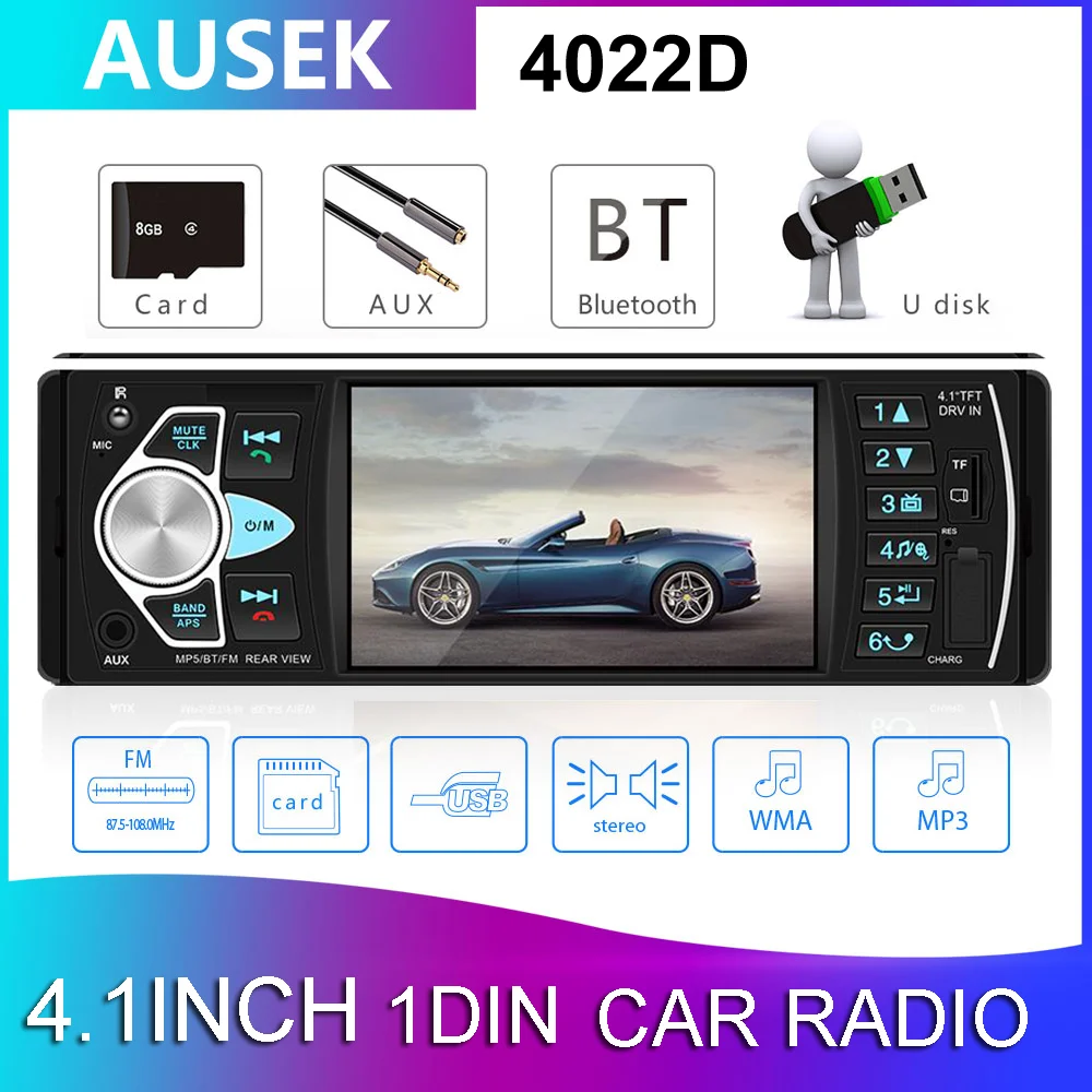 4 1 &quot1 Din автомобильное радио 4022D Авторадио автомобильный стерео приемник USB AUX FM