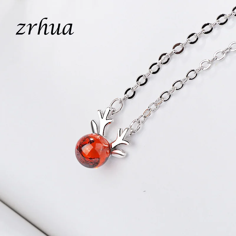 Высокое качество красный олень кулон рога ожерелье цепь Корея Сладкий шею