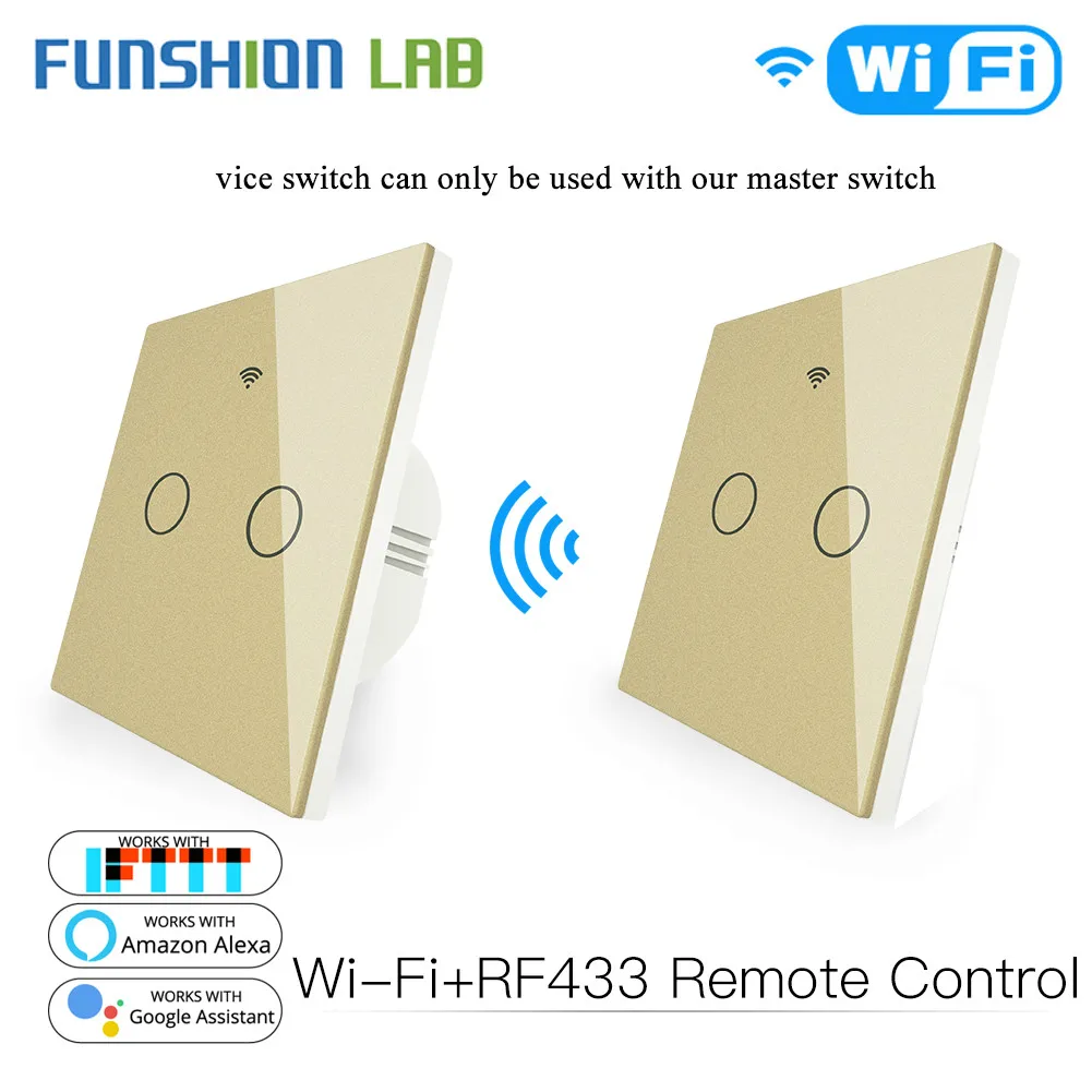 WiFi 2-сторонний настенный сенсорный сенсор умный переключатель RF433 передатчик