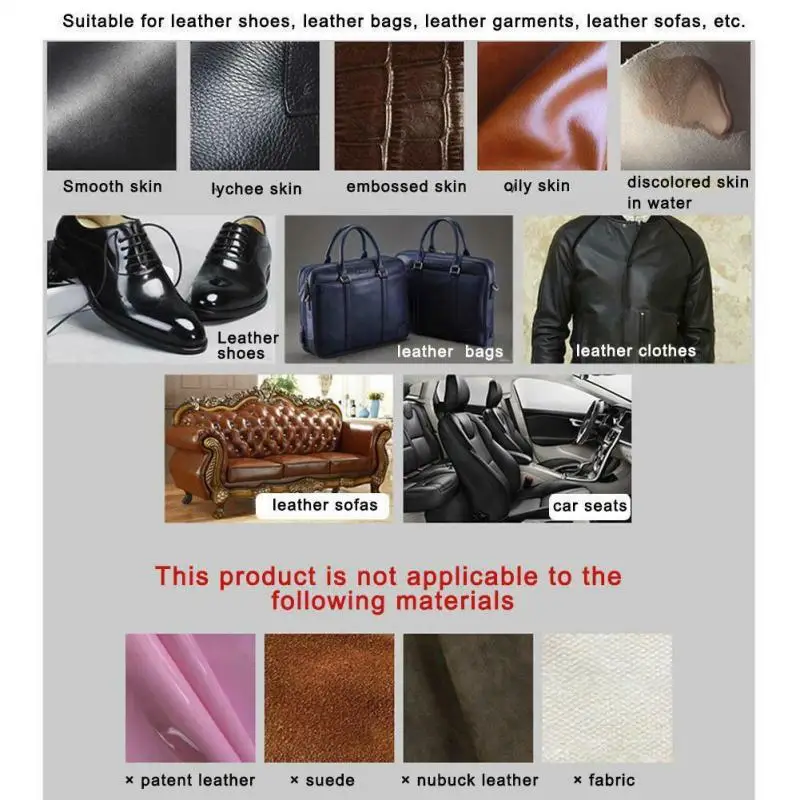 

Leather Refurbishment For Car Seats Care Shoes Purses Sofas Scratch Leather Complementary Colors Paste Leather Cleaner TSLM1