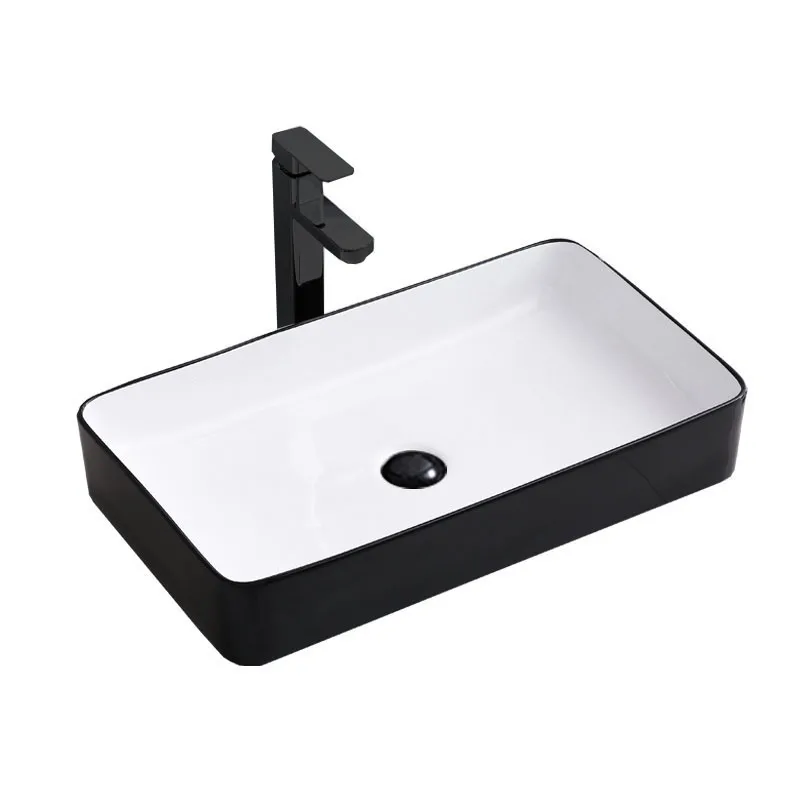 

Nordic Black and White Above Counter Basin Wash Basin Square Basin Single Basin Balcony Bathroom Small Size Washbasin