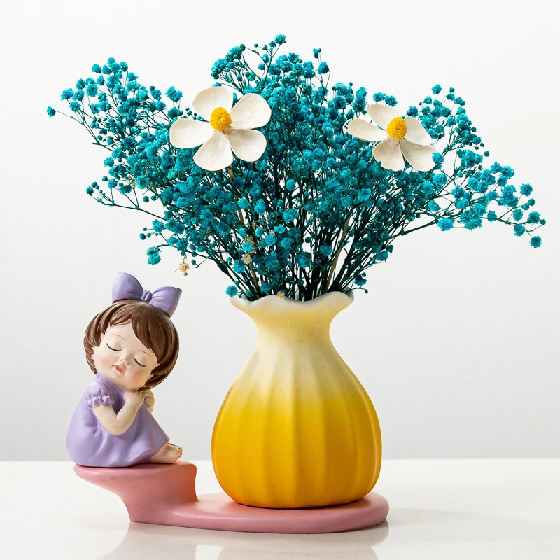 

Lovely Dried Flower Vase Creativity Home Decoration Ins Living Room Decoration Office Decorations Decor Flower Pot Вазадекор