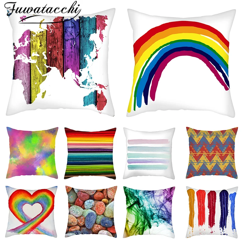 Разноцветный чехол для подушки Fuwatacchi с геометрическим принтом наволочки дома