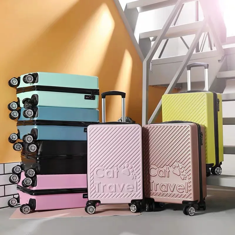 Детский чемодан с милым котом на колесиках для путешествий Детская большая сумка