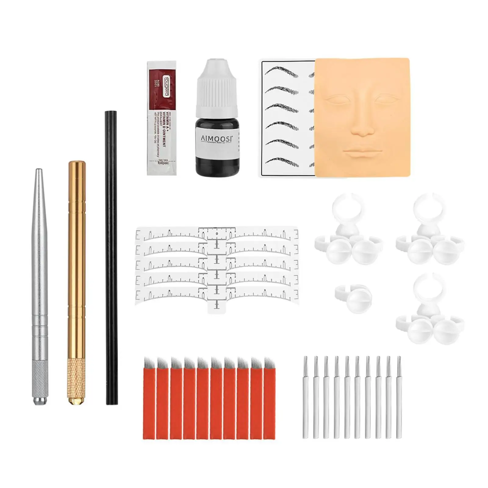 

Permanent Eyebrow Tattoo Practice Kit Set Needle Pigment Ink Practise Skin