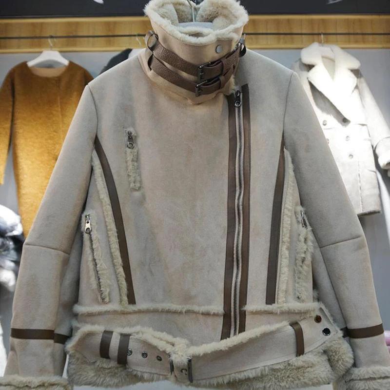 Женские автомобильные меховые пальто зимние толстые теплые куртки из овечьей