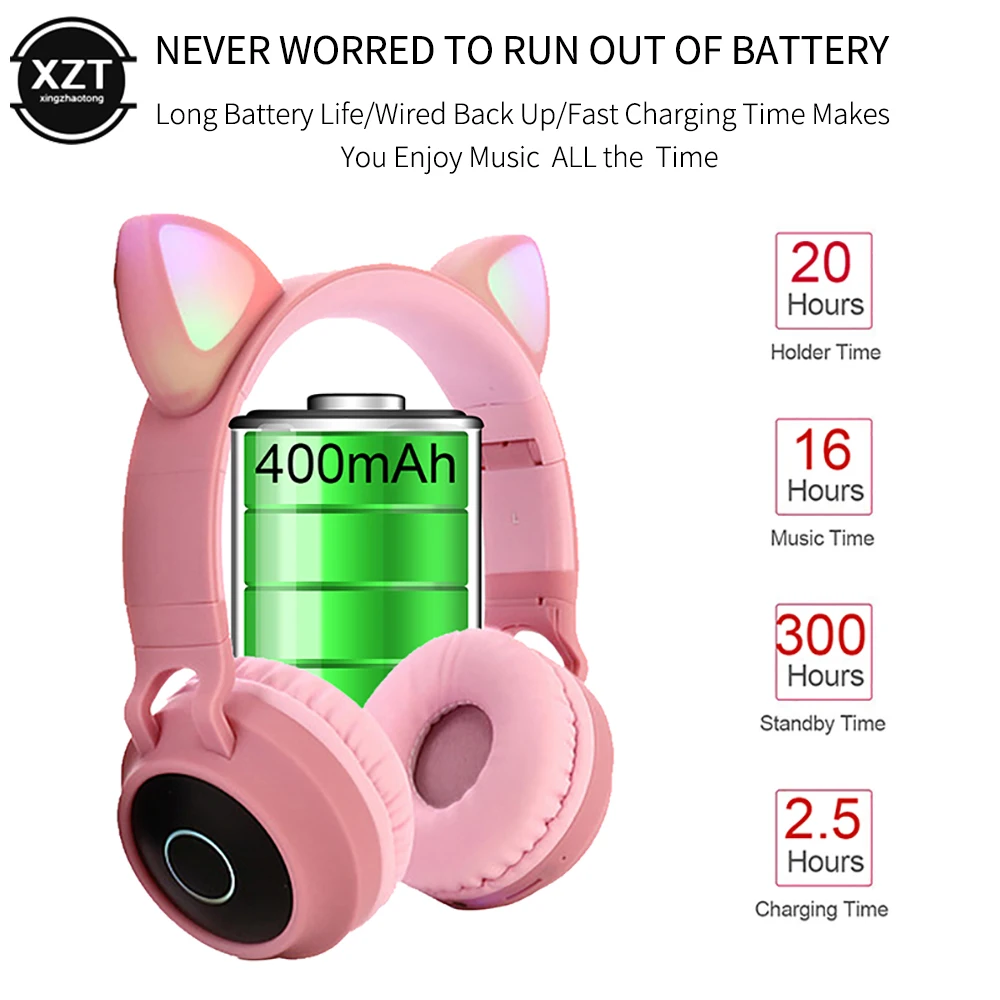 Bluetooth гарнитура с кошачьими ушками Hi Fi светодиодный светильник кой|Наушники и