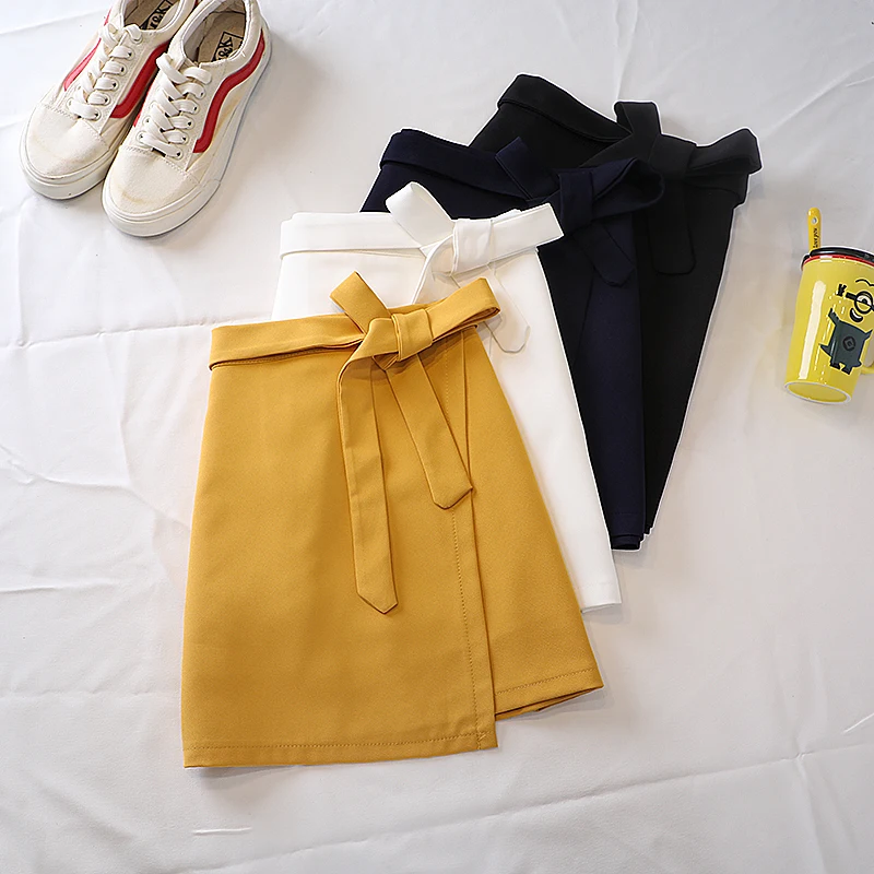 Женская мини-юбка с бантом Летняя короткая юбка высокой талией 2020 | одежда