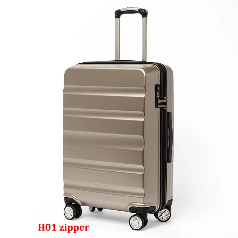 champagne Zip ПК 20''24/28 дюймов Дорожная сумка на чемодан на колесиках Прокат троллейбусов кабины, сумка для багажа Сумка Для женщин Стильный чемодан - Цвет: champagne Zip