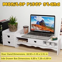 multifunction computer monitor riser laptop pc stand drawers home office table storage organizer monitor holder screen shelf