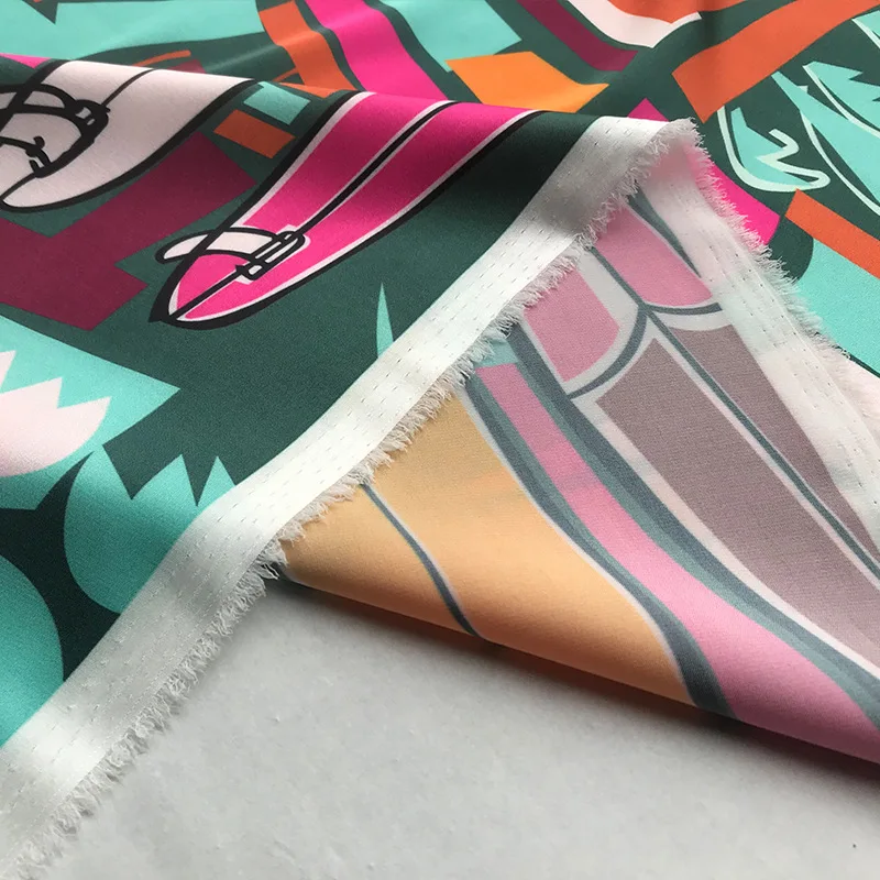 

New contrast color advanced digital printing fabric spring and summer hot clothing handmade DIY fashion dress fabric elastic