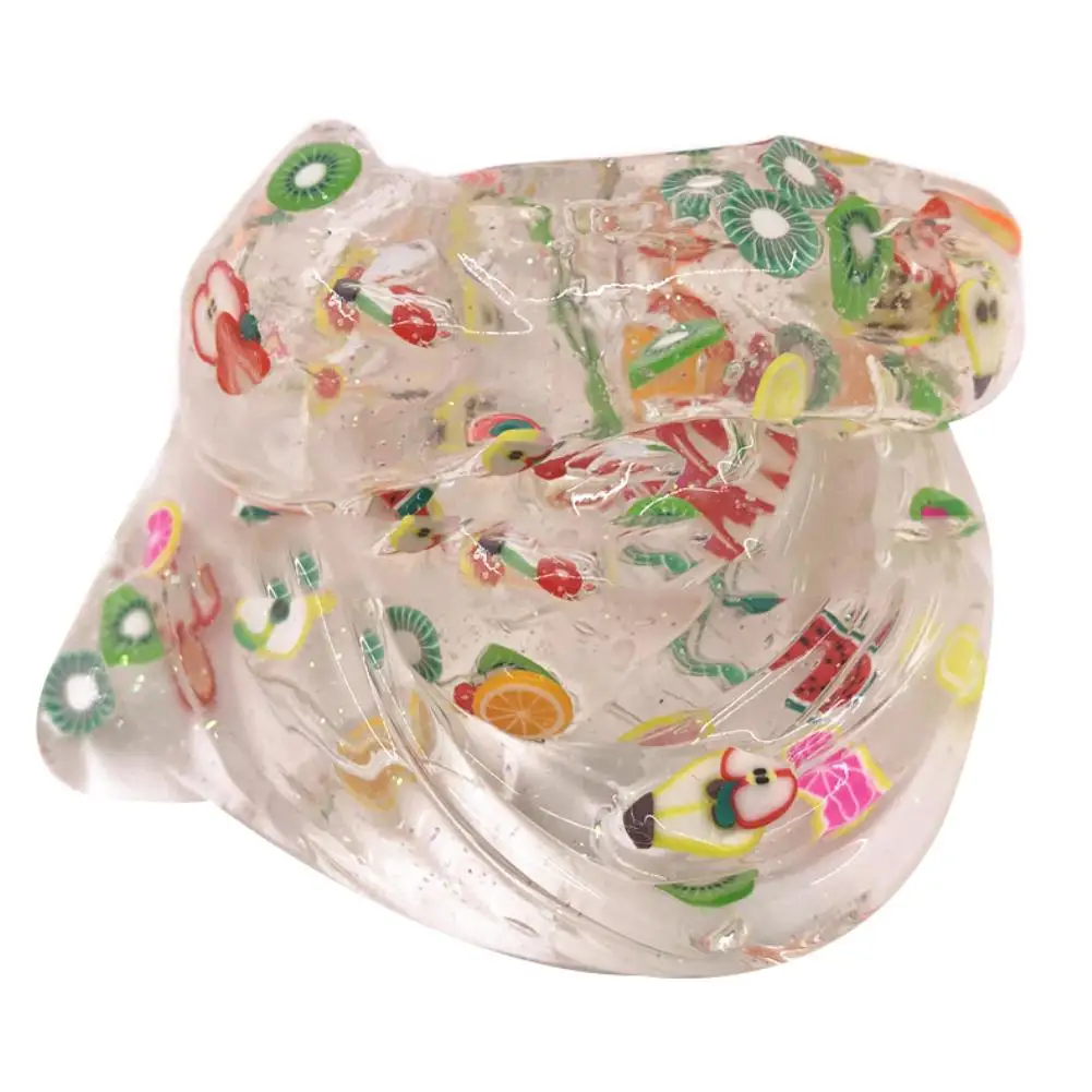 Paleta de barro m&aacute;gico transparente para adultos, juguete de descompresi&oacute;n para aliviar el estr&eacute;s, ensalada de frutas en rodajas, Slime-4