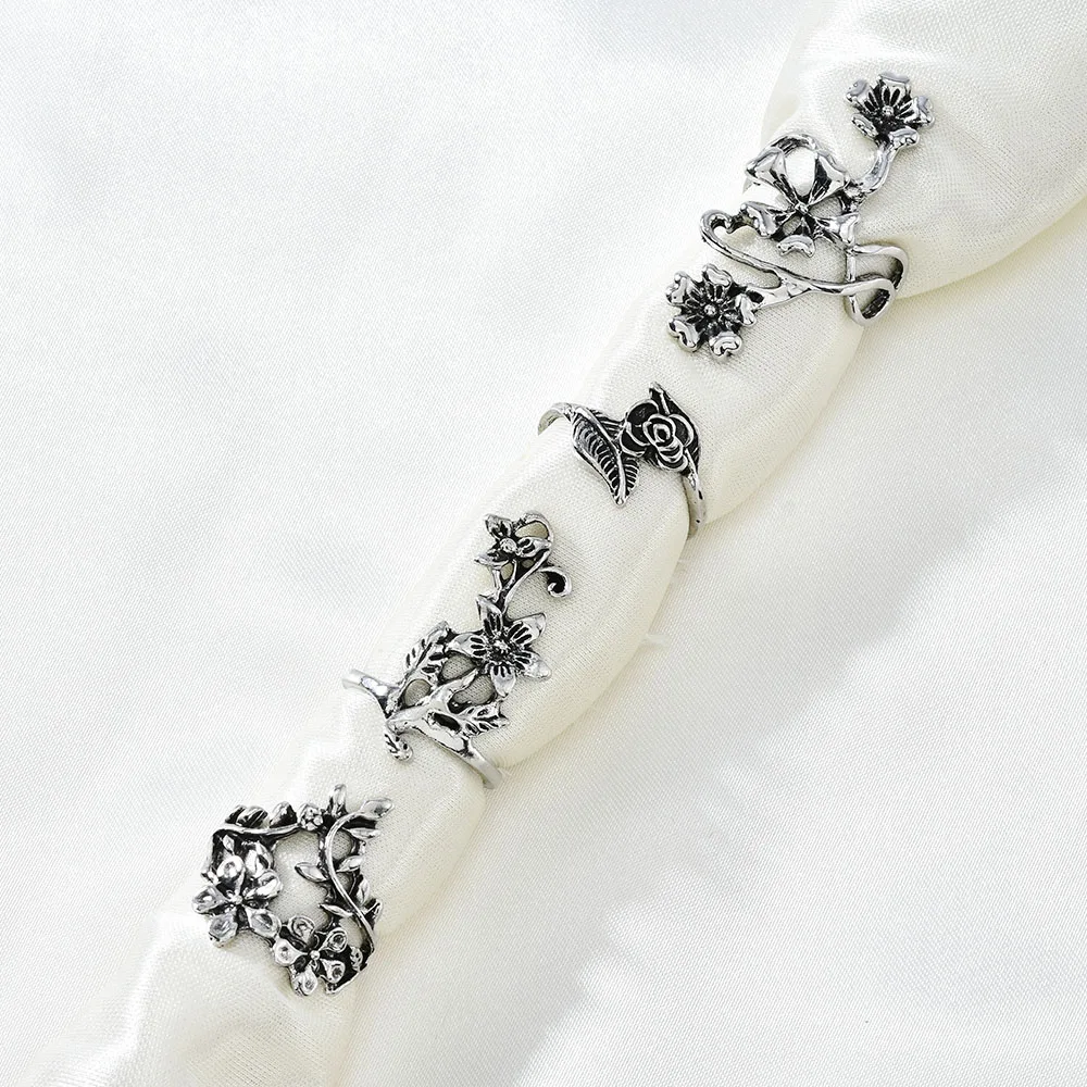 4 шт./компл. лес виноградные листья кольцо “Цветок” с Винтаж в стиле панк под