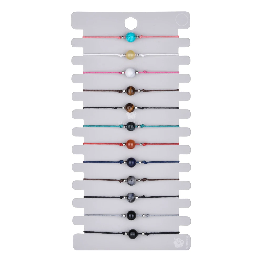 Женские круглые браслеты с подвесками из ниток и натурального камня для йоги