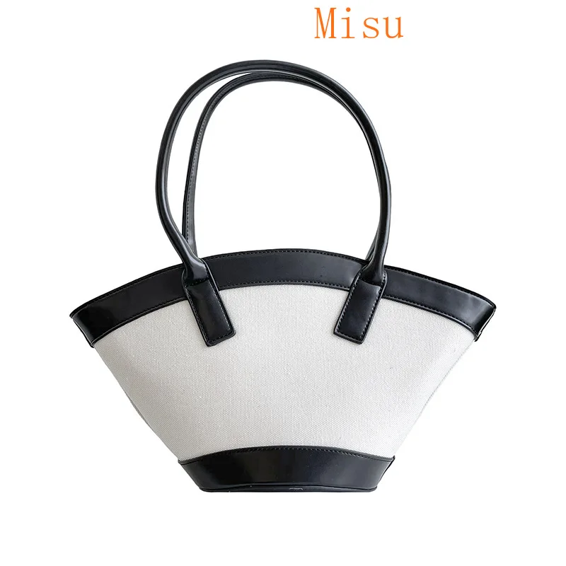 

Bucket handbags new 2021 spring and summer Korean fashion casual retro canvas stitching one-shoulder handbag