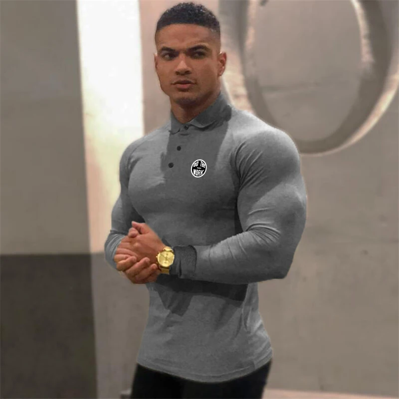 

Men Polo Turn Down Collar Shirt Long Sleeve Polos Male Shirt Tops Tees Brand Men Camisas Male Clothing Bodybuilding Sports Shirt