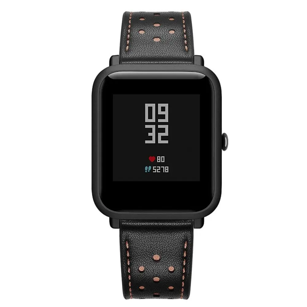 Ремешок кожаный для Xiaomi Huami Amazfit Bip BIT PACE Lite Youth браслет смарт часов шириной 20