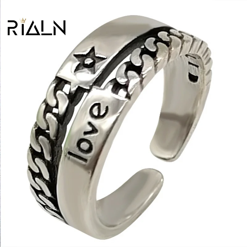 

RIALN 2021 new wheat ear star design ring women's trend style adjustable ring jewelry collocation