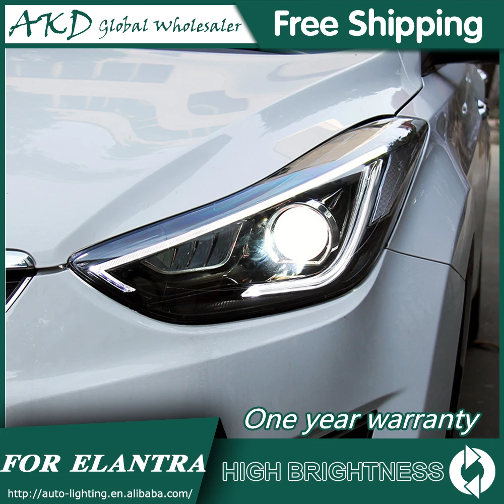 Передние фары для Hyundai Elantra 2011-2016 DRL дневные ходовые огни передние светодиодные