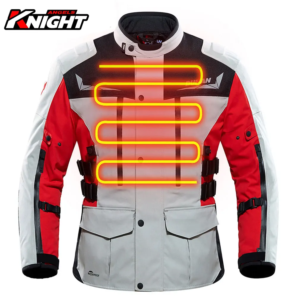 

DUHAN Winter Heated Jacket Men Motorcycle USB Electric Heating Jacket Protective Gear Waterproof Heated Coat Clothing Keep Warm