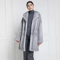 light grey fashion mink fur coat natural women high quality genuine mink fur coats with turn down collar 2021 new winter outwear