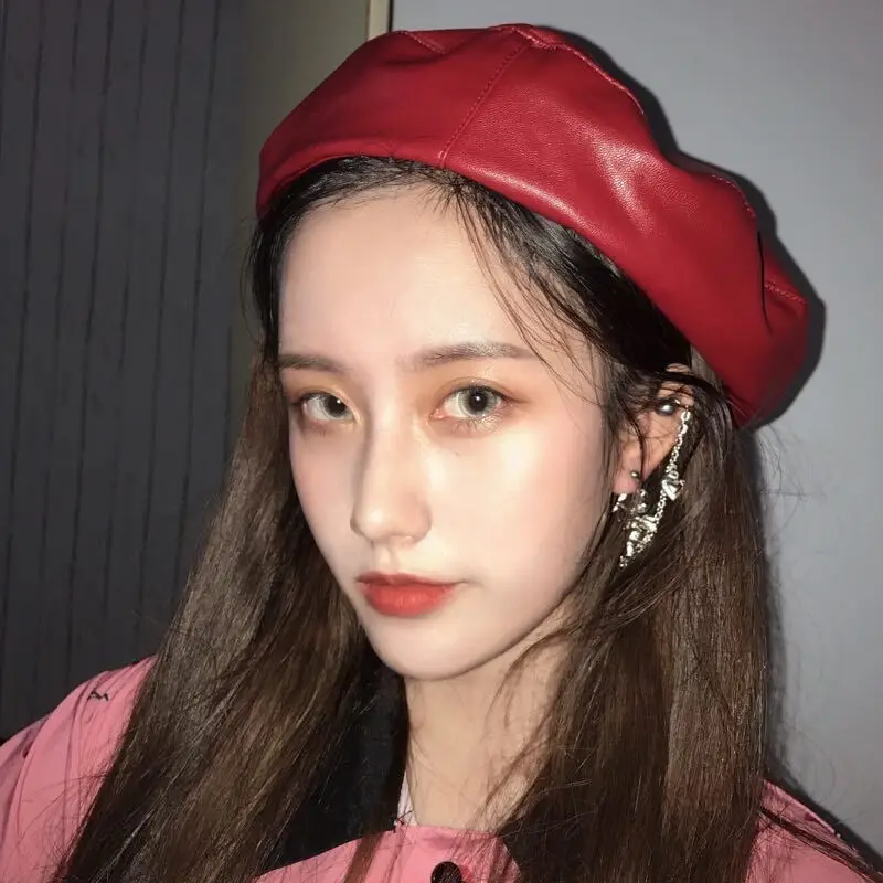 Fashion Felt Leather Beret Hat Women Cap Female Ladies Beanie Beret Girls For Spring And Autumn women hat boina invierno hombre