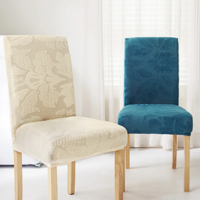 

Blue Jacquard Chair Cover Stretch Dining Armchair Heart Nordic Chair Cushion Cover Modern Capa De Cadeira Furniture Cover BK50YT