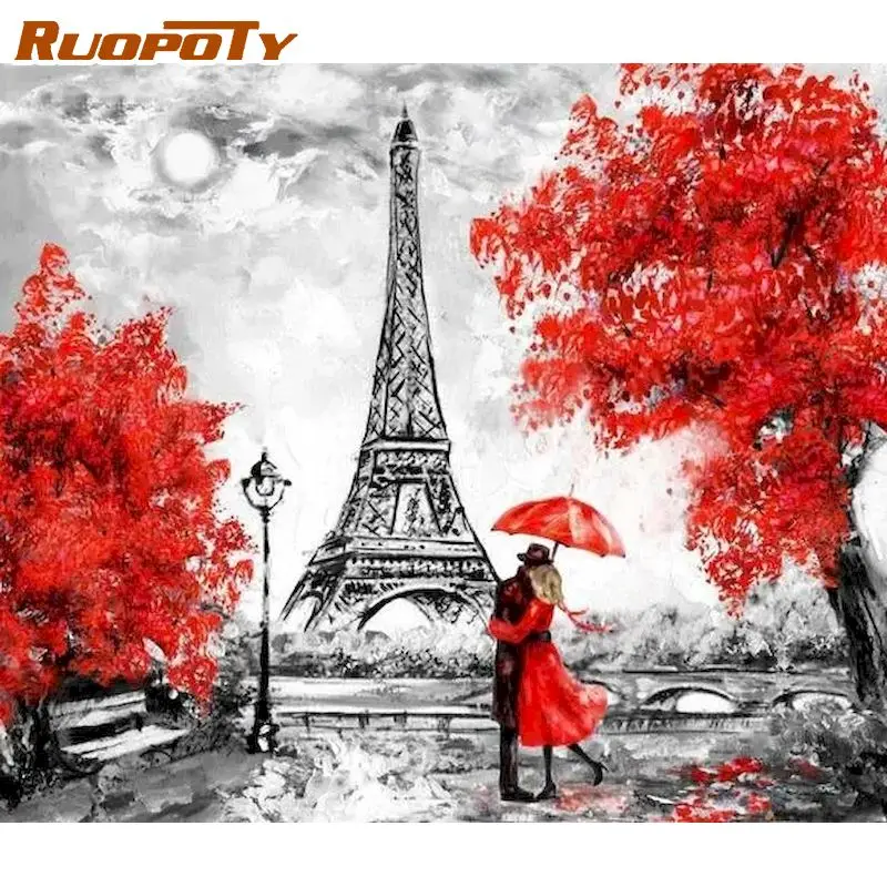 

RUOPOTY Painting By Number tower Hand Painted Paintings Art Drawing On Canvas Gift DIY Pictures By Numbers Figure Kits Home Deco