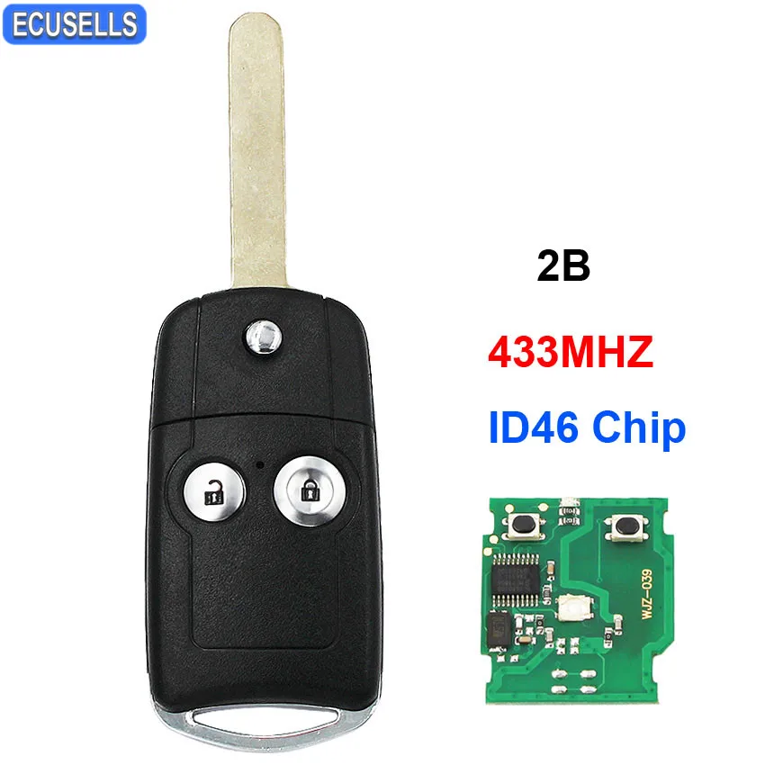 Складной дистанционный ключ 2 кнопки полный умный Автомобильный 433 МГц с чипом ID46