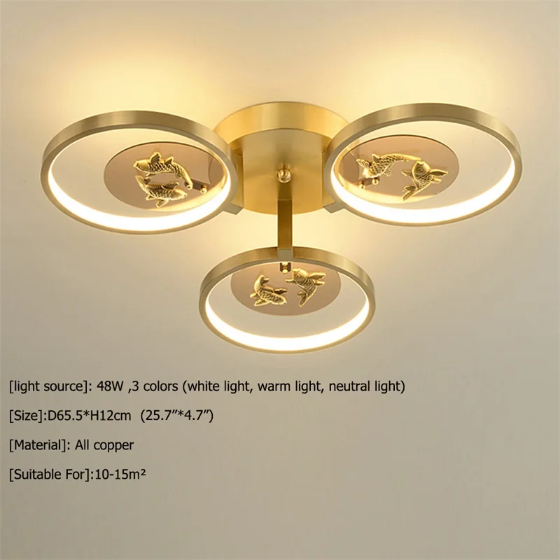Медный потолочный светильник OUFULA для гостиной столовой спальни | Освещение