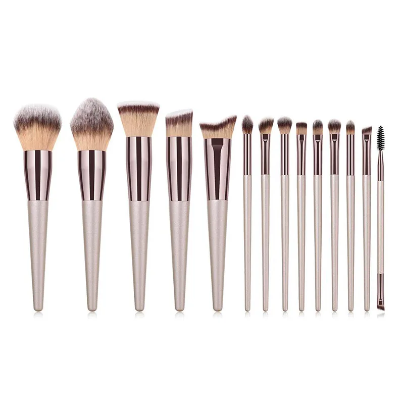 14 шт. светло-коричневый набор кистей для макияжа косметическая пудра Румяна Тени