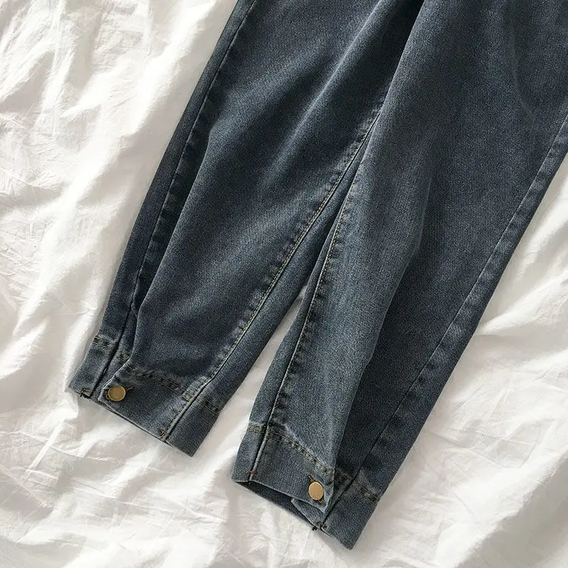 

Jeans Women Vintage Autumn Buttons High Waist Trousers Denim Washed Design Simple Students Popular Cool Leisure Basic Harajuku