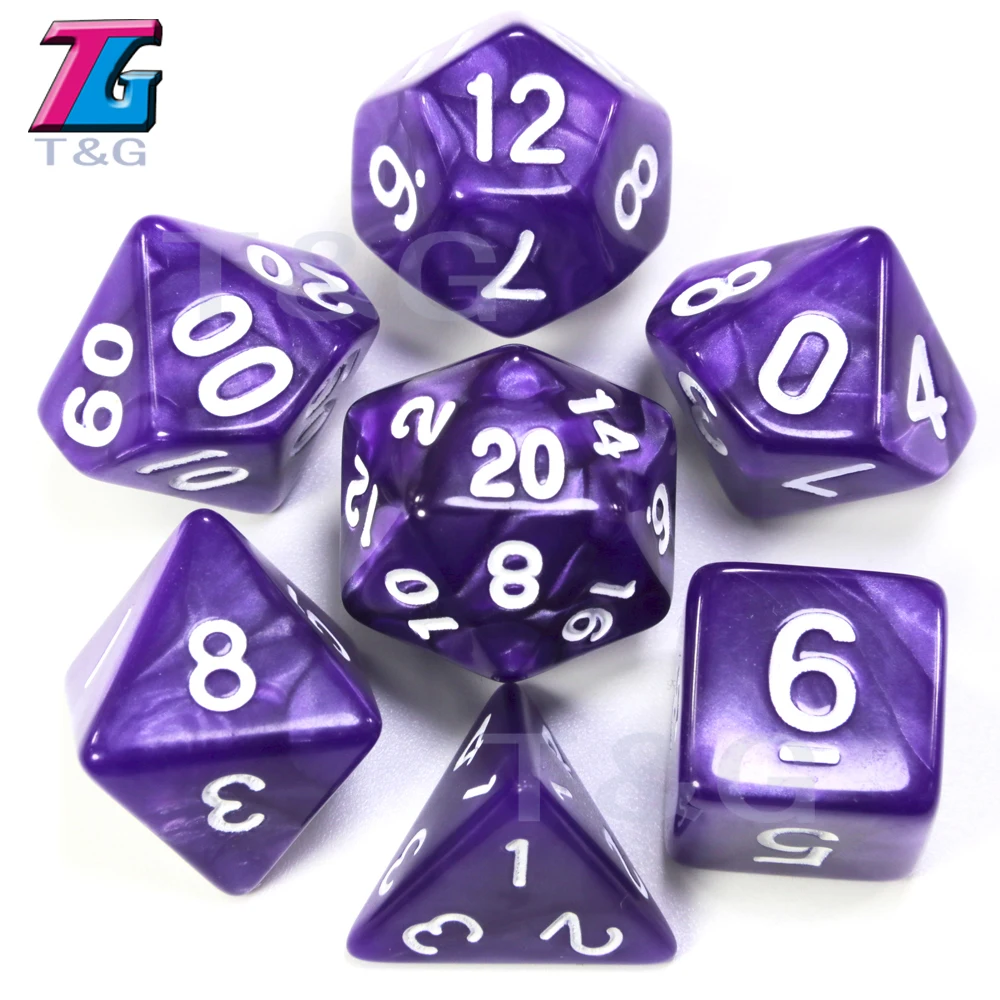 D & 7 шт./компл. T G многогранные RPG игры игральные кости с мраморным эффектом D4 D20