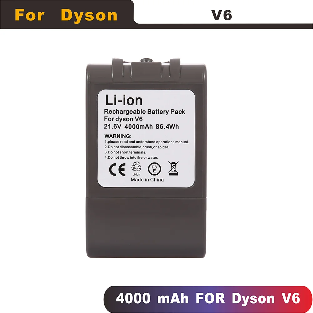 

NEW SALE 21.6V 4000mAh Battery for Dyson Vacuum Cleaner V6 SV03 SV05 SV06 SV07 SV09 DC62 DC58 DC59 DC61 DC72 DC74 High Capacity