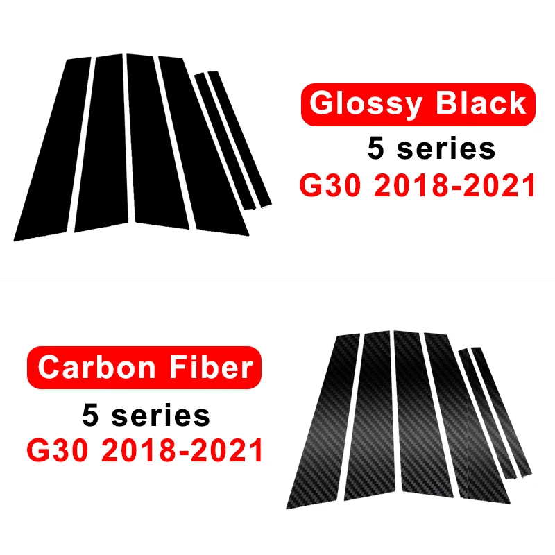 Carbon Fiber Car Window B-Pillar Trim Sticker For BMW Series 5 G30 F10 E60 F07 520i 523i 525i 528i 530i Door Pillars Accessories images - 6