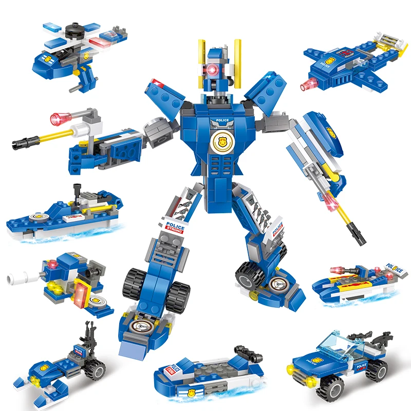 Конструктор городская полиция автомобиль робот спецназ оружие грузовик лодка