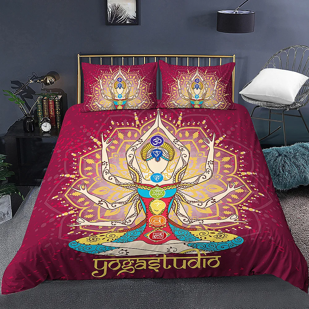 Пододеяльник для спальни покрывало кровати постельное белье красного цвета йоги