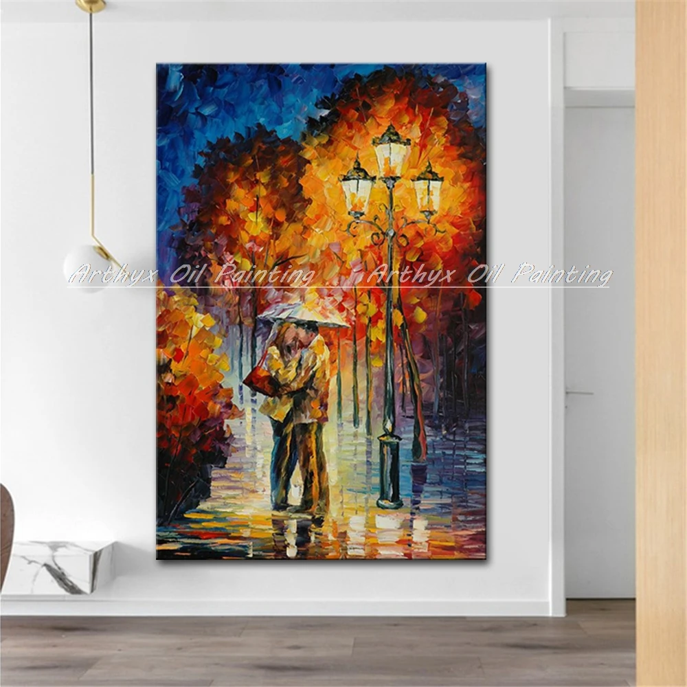 Ручная роспись палитра нож для влюбленных пейзаж Масляные картины на холсте