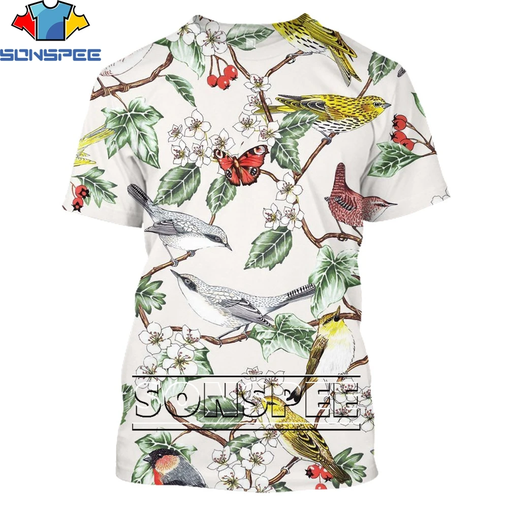 

SONSPEE Men's T-Shirt Bird Art Painting Animal Forest Hunt 3D Print Fashion Casual Tshirt Harajuku Short Sleeve Clothing Tops